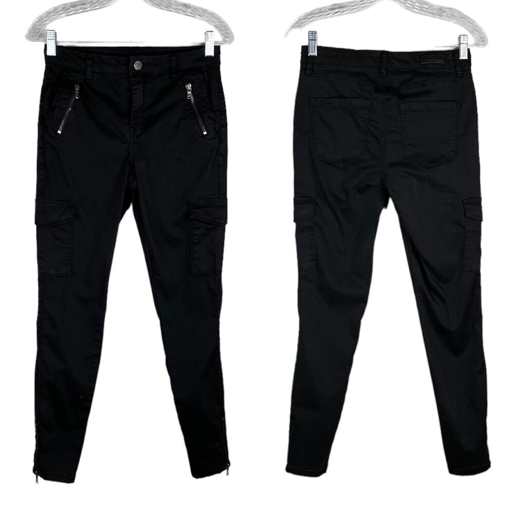 Blank NYC Pants Moto Black 26 Zipper Hem Stretch
